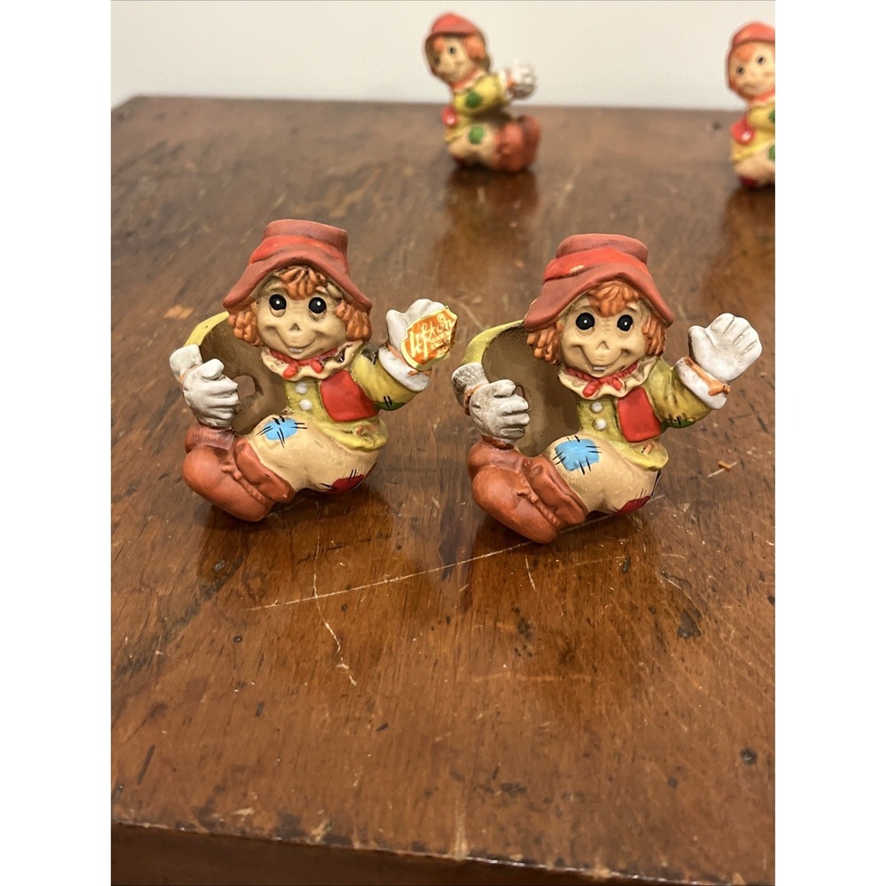 Vintage Lefton 4 Scarecrow Candle Huggers Japan EUC, Fall, Halloween Decor - Picture 4 of 10